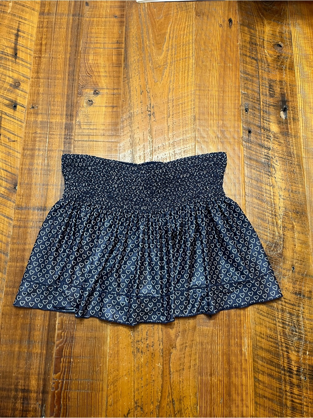 Lucky in Love Smocked Waist Navy Heart-Print Tennis / Pickleball Skirt